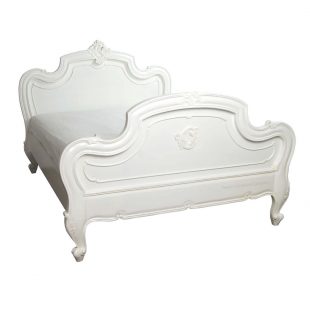 Carved Louis White Bed