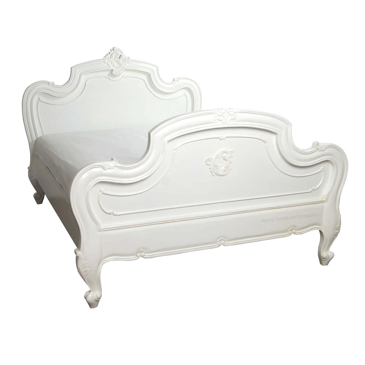 Carved Louis French White Bed Carved Louis White Bed