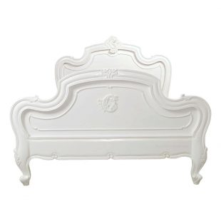 Carved Louis White Bed