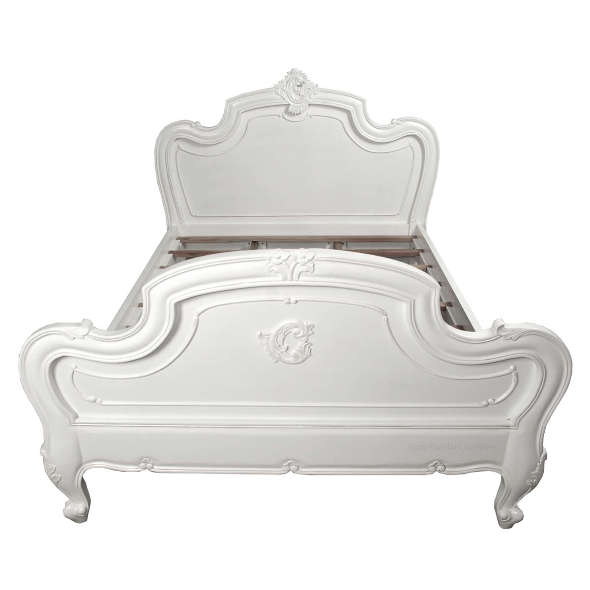 Carved Louis French White Bed Carved Louis White Bed