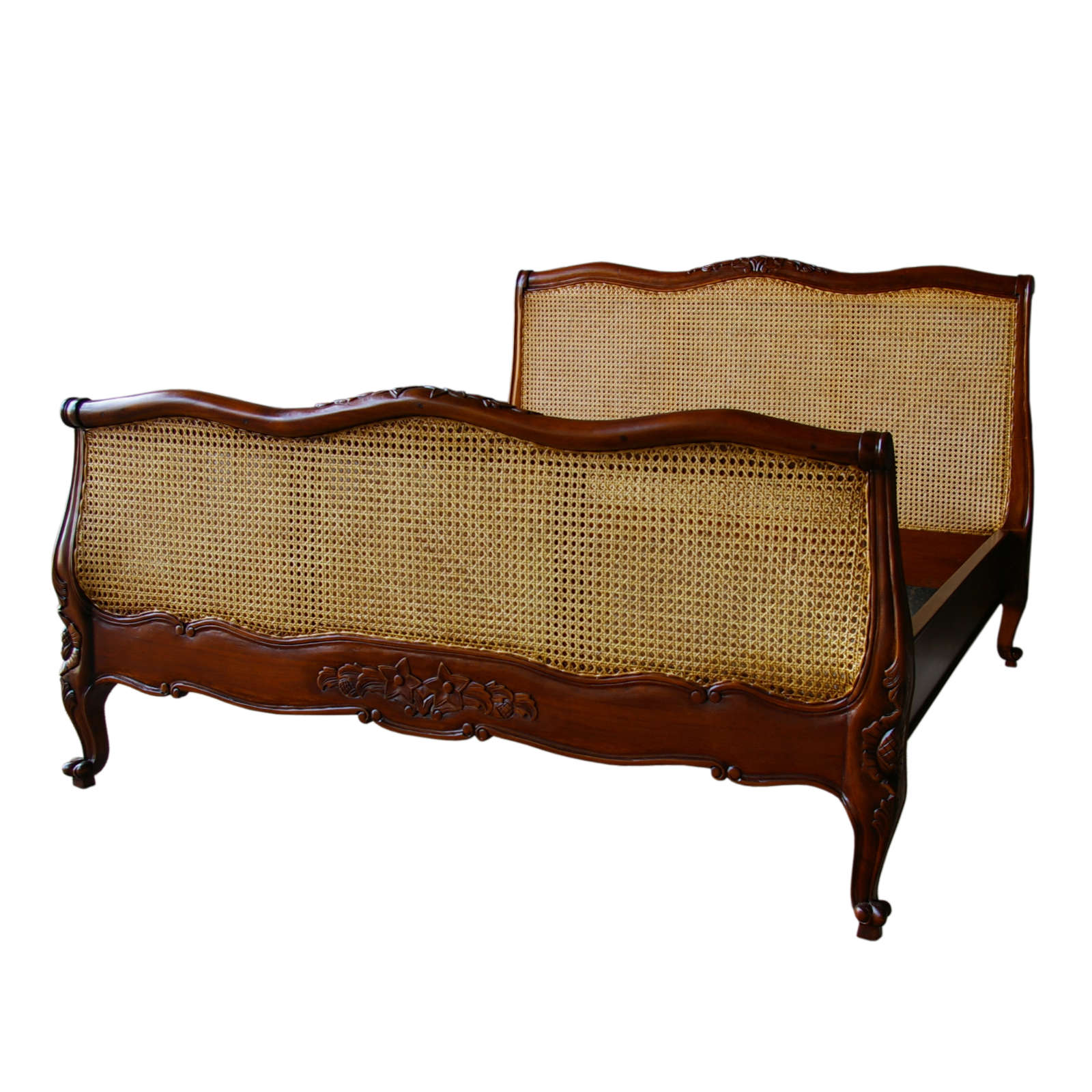 French Louis Mahogany Rattan Bed Louis Rattan French Bed