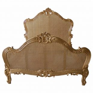 Gold Single Panel Rattan Bed