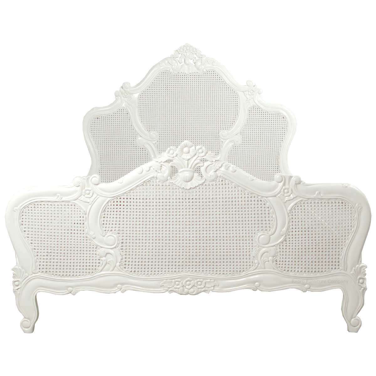 French White Louis Rattan Bed French White Louis Rattan Bed