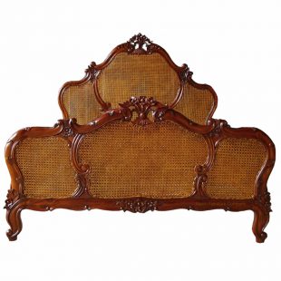 French Rattan Mahogany Bed