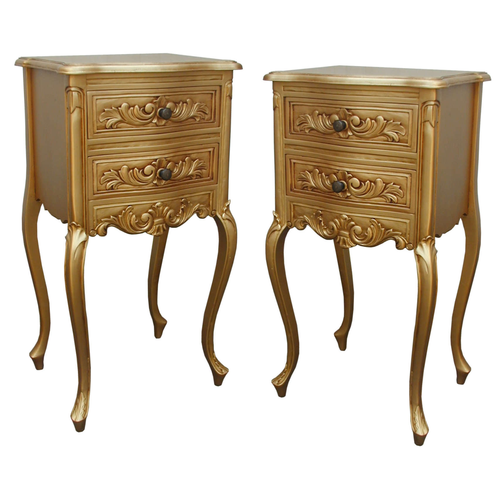 Pair Gold French Bedsides Pair Gold French Bedsides
