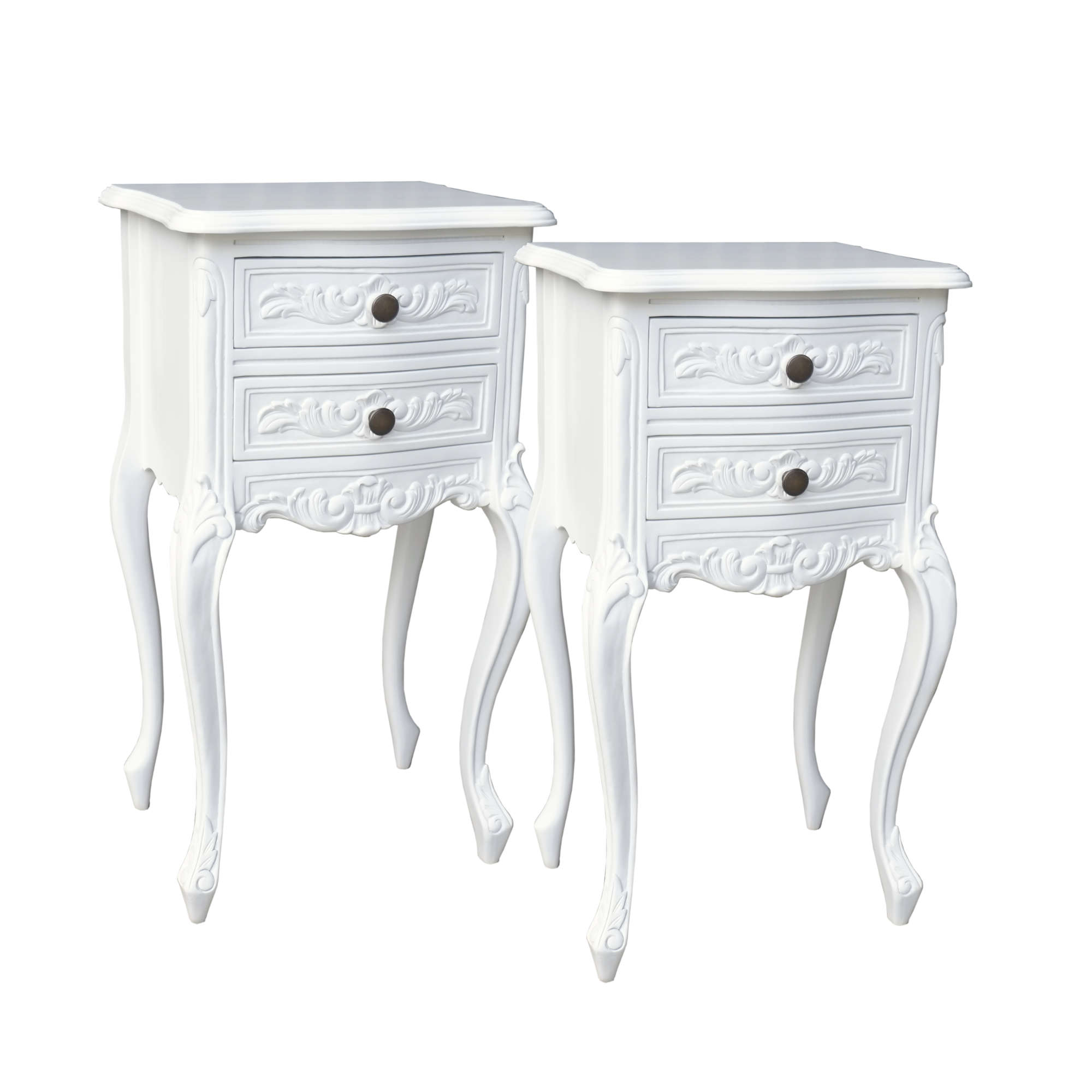 Pair French White Bedside Chests Pair French White Bedsides