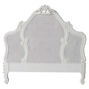 French Rattan Antique White Headboard