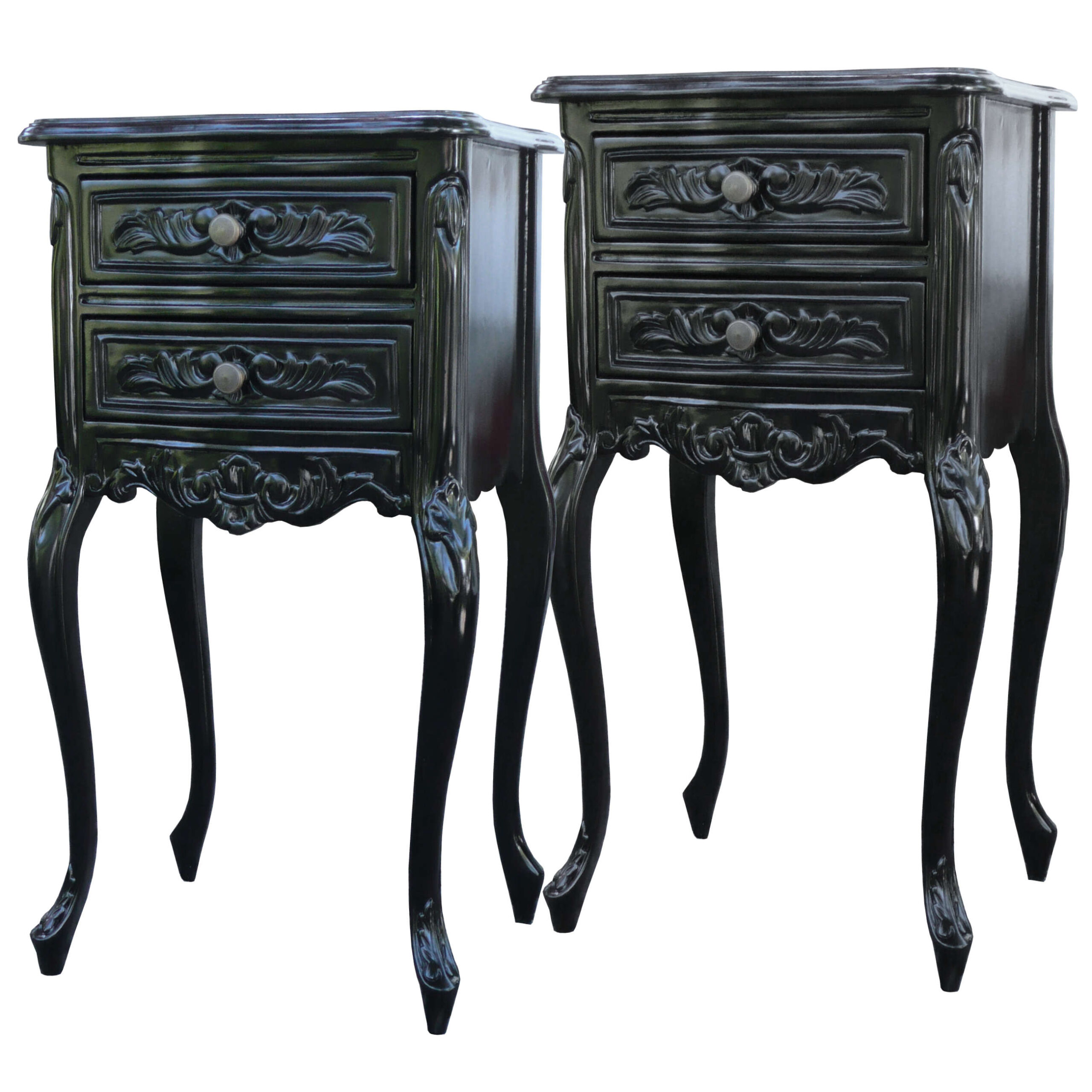 Pair Black French Bedsides Pair Black French Bedsides