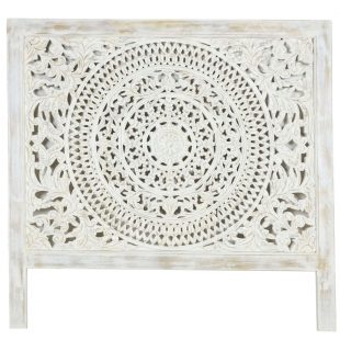 Indian White Carved Headboard Panel