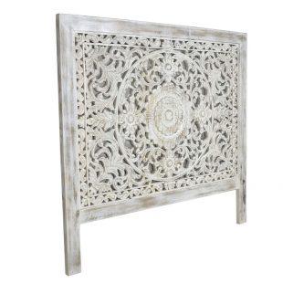 Filigree white wash headboard