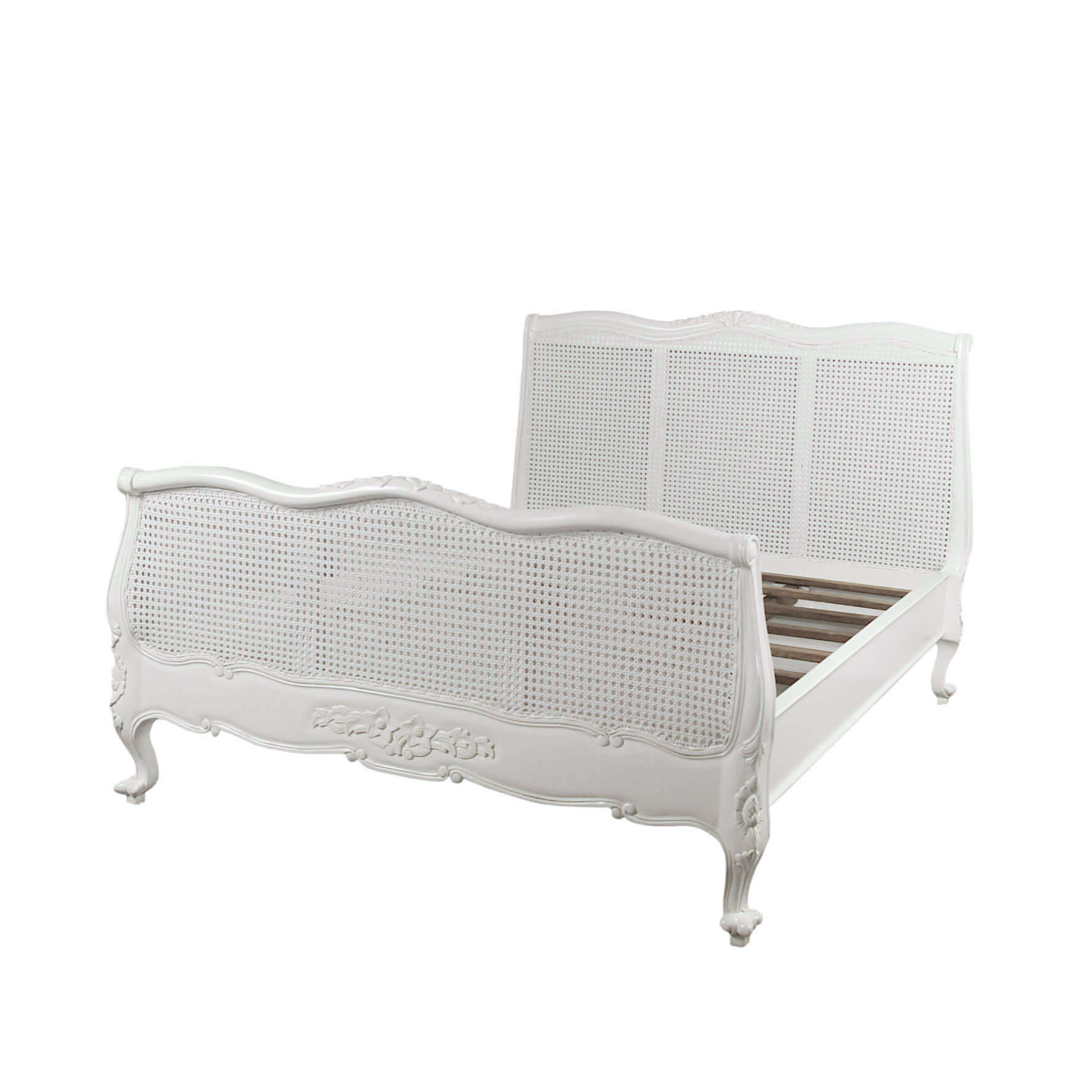 White Louis Rattan French Bed King Size White Louis Rattan French Bed Double - Image 4