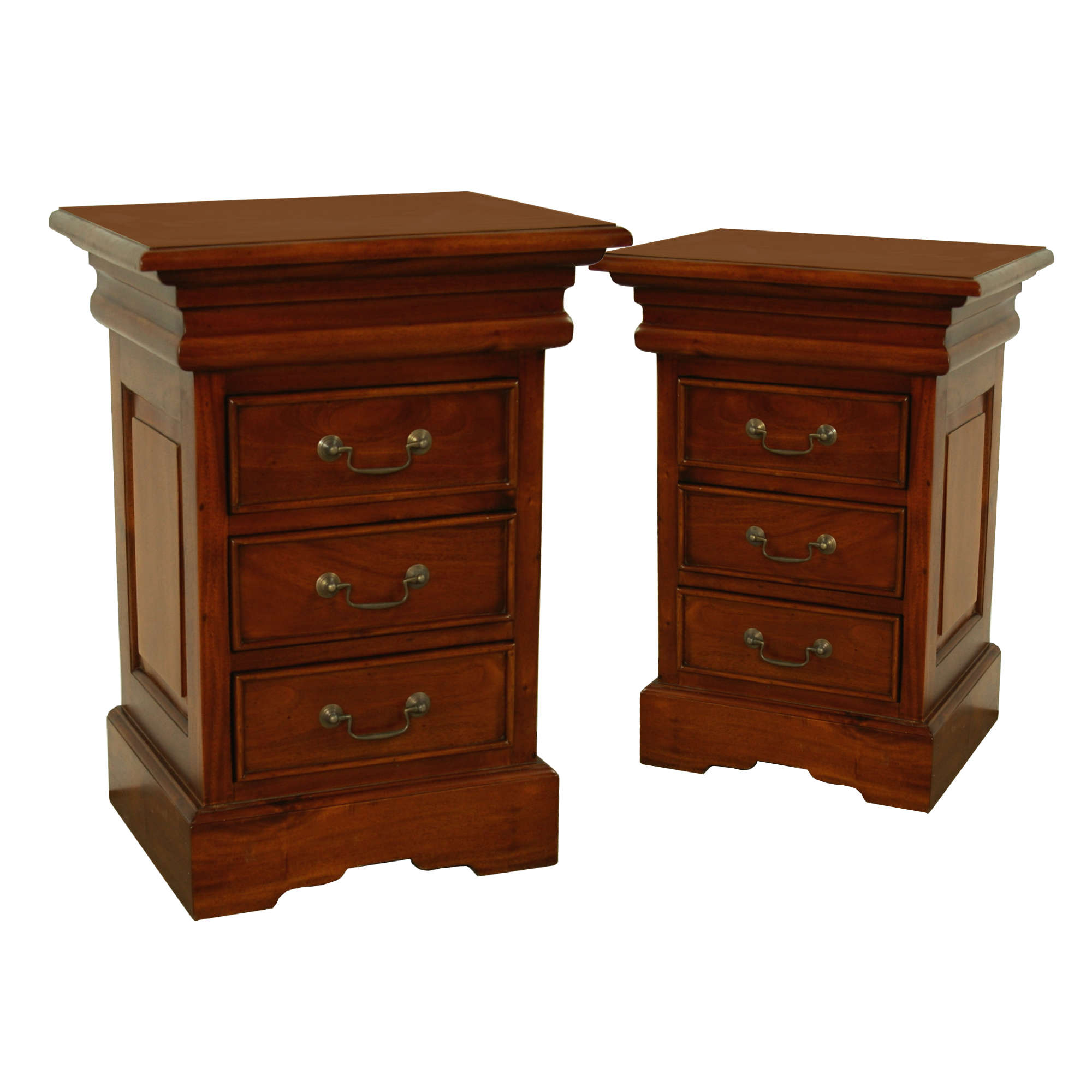 Pair Sleigh Mahogany Bedside Chests Pair Sleigh Mahogany Bedside Chests